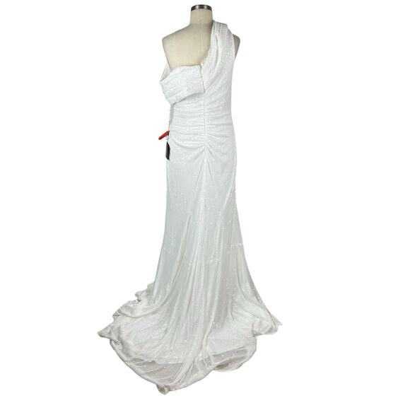 MAC DUGGAL 26550 White Sequin One Shoulder Long Gown Women's Size 10 NWT - Picture 4 of 9